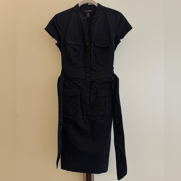 Banana Republic Black Midi Dress with Belt - Picture 2 of 7